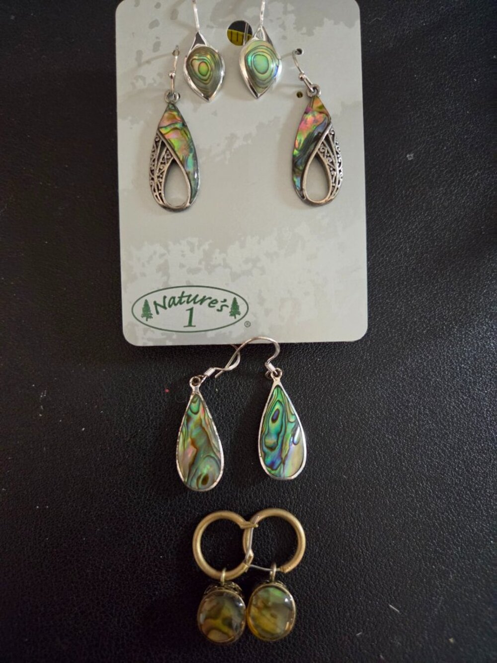 Abalone Shell Earring Bundle – 4 Pair Set, Silver & Gold Tone